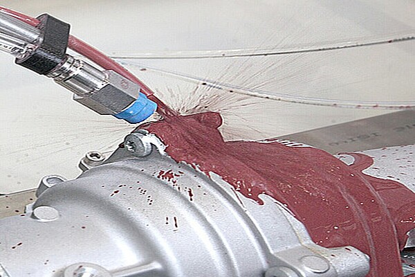 System for the automated, reproducible and precise application of test slurries (China dust to water in a ratio of 2:1).